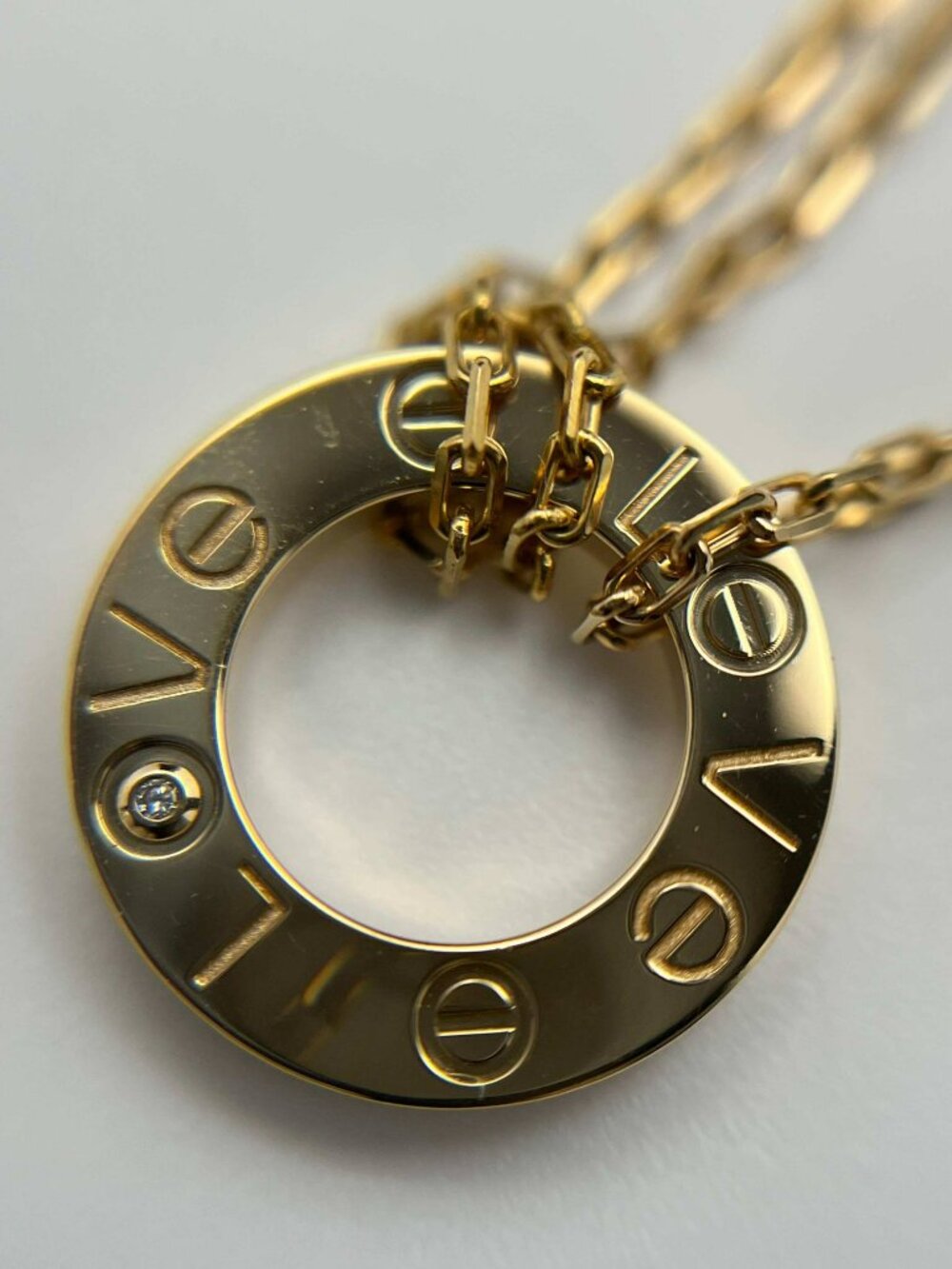 Cartier LOVE 2-Diamond Necklace Yellow Gold - Great Condition with Papers